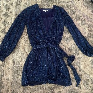 Fashion nova sequin romper. Size small. Deep blue